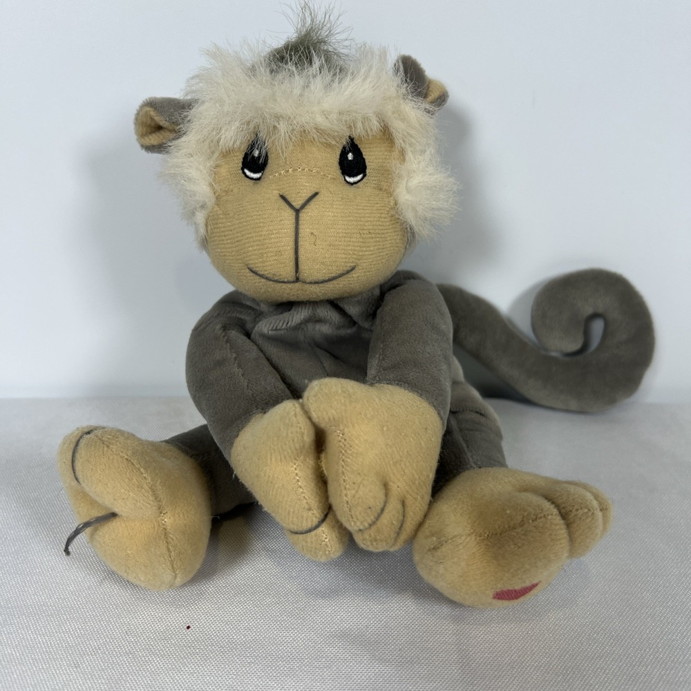 Tender Tails Precious Moments Grey Monkey Bean Bag Plush Stuffed Animal 9" VTG